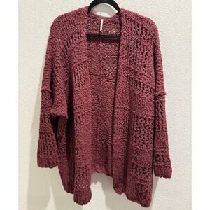 Free People Saturday Morning Knit Oversized‎ Sweater Red XS/S